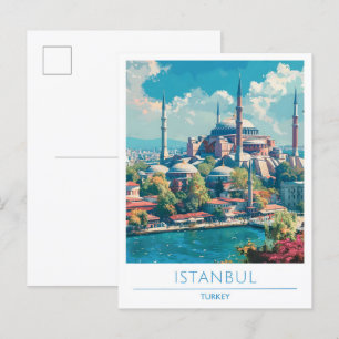 Istanbul Turkey Vintage Travel  Postcard