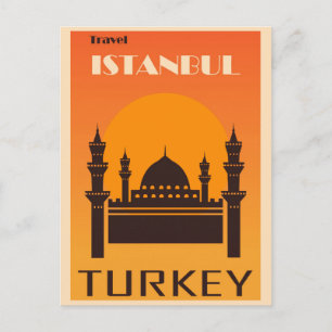 Istanbul Turkey Vintage Travel Poster Postcard