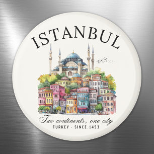 Istanbul Turkey Watercolor Skyline city Magnet