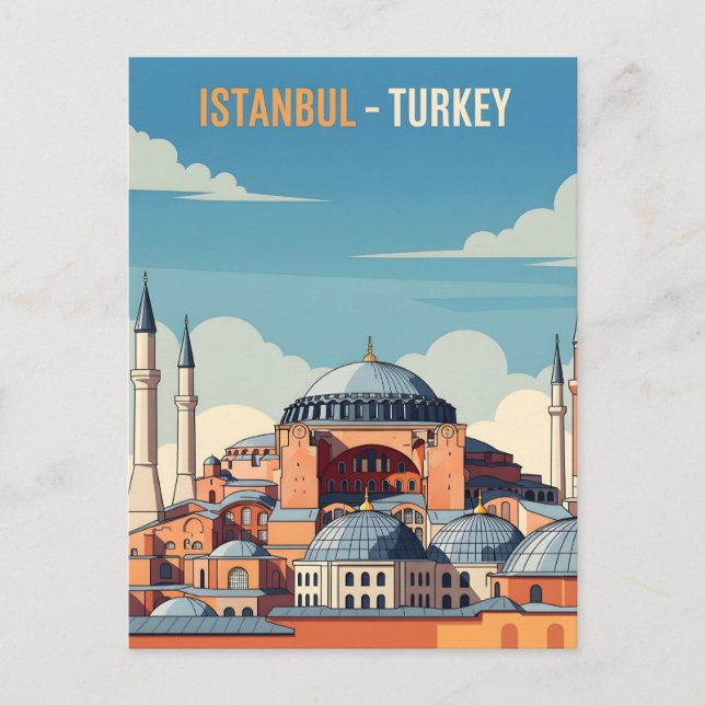 Istanbul Turkey with hagia Sophia and minarets Postcard (Front)
