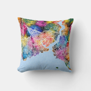 Istanbul Türkiye City Map Cushion