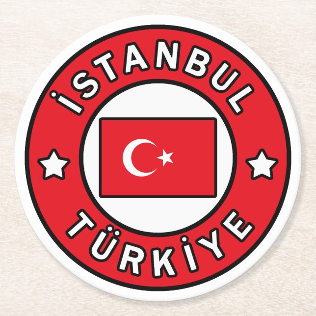 İstanbul Türkiye Round Paper Coaster (Front)