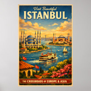 Istanbul Türkiye - Vintage Travel Poster