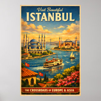 Istanbul Türkiye - Vintage Travel Poster