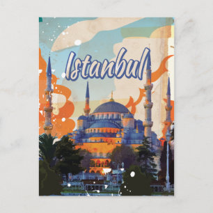 Istanbul Vintage Travel Poster Postcard