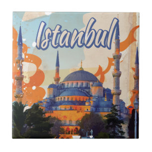 Istanbul Vintage Travel Poster Tile