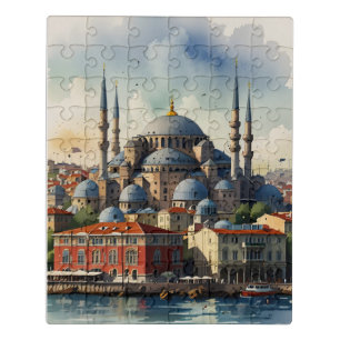 Istanbul watercolor art jigsaw puzzle