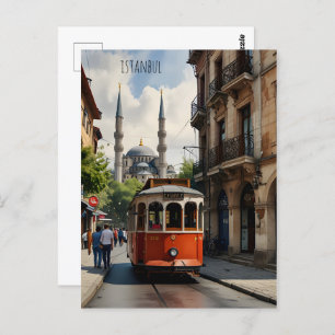 Istanbul watercolor art postcard