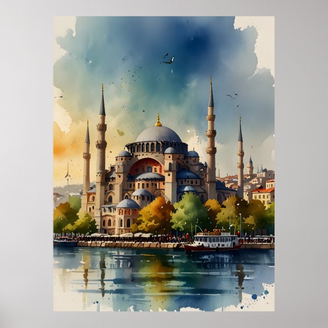 Istanbul watercolor art poster (Front)