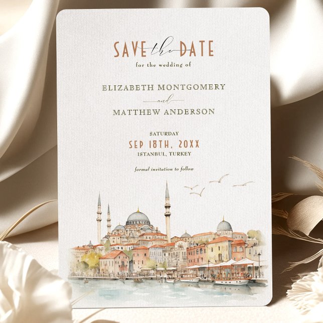 Istanbul Waterfront Elegance Save-the-Date Invitation (Creator Uploaded)