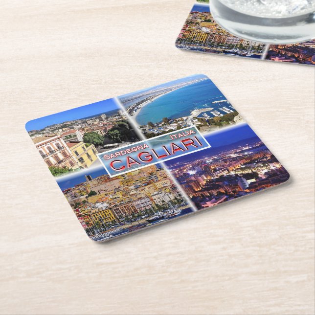 IT2027 Europe - Italy - Sardinia - Cagliari - Harb Square Paper Coaster (Angled)
