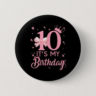 It's My 10th Birthday Aesthetic Pink Bow Coque 6 Cm Round Badge