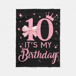 It's My 10th Birthday Aesthetic Pink Bow Coque Fleece Blanket