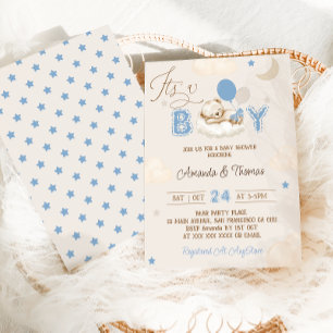 It' a Boy Bear Blue Baby Shower Invitation