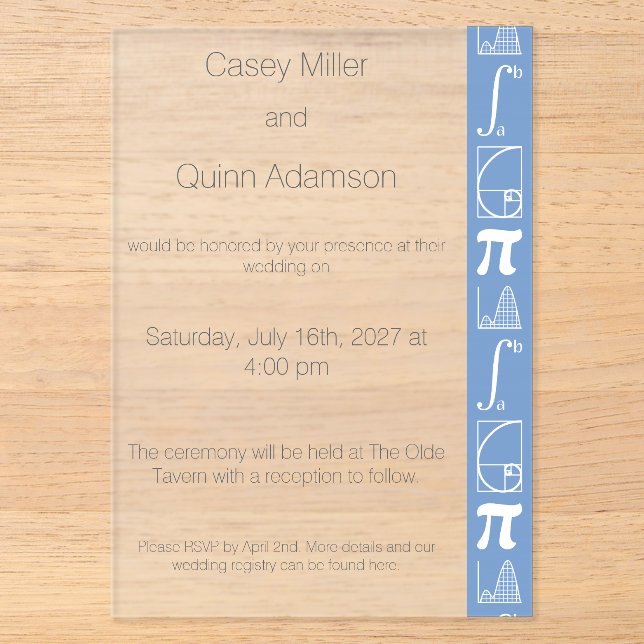 It Adds Up in Periwinkle Acrylic Wedding  Invitations (Front)
