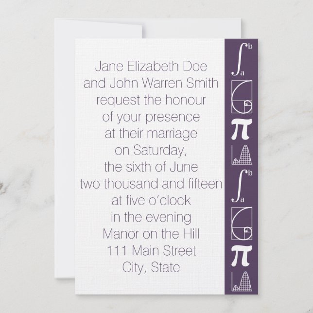 It Adds Up in Purple Wedding Invitation (Front)