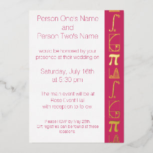 It Adds Up in Raspberry Foil Invitation