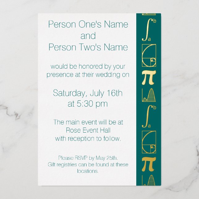 It Adds Up in Teal Foil Invitation (Front)