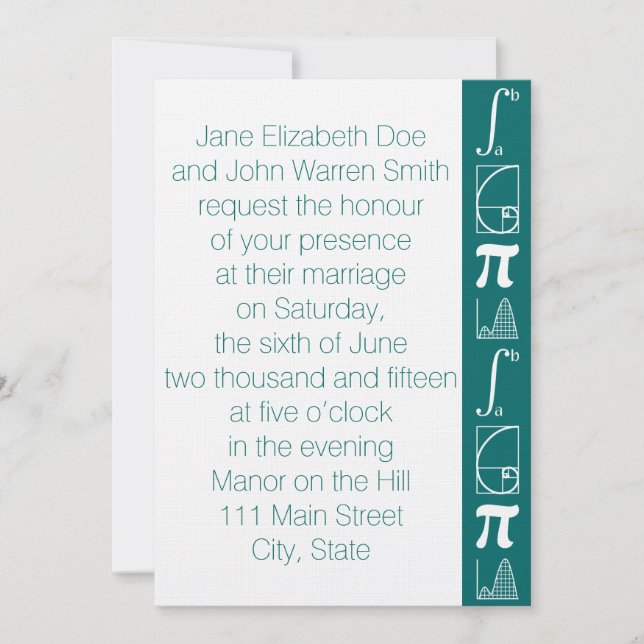 It Adds Up in Teal Wedding Invitation (Front)