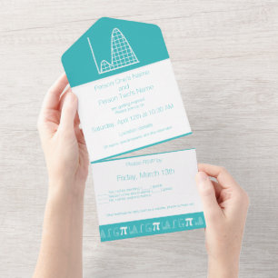 It Adds Up in Turquoise All In One Invitation