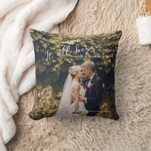 It All Began Couple Elegant Wedding Gift Monogram Cushion