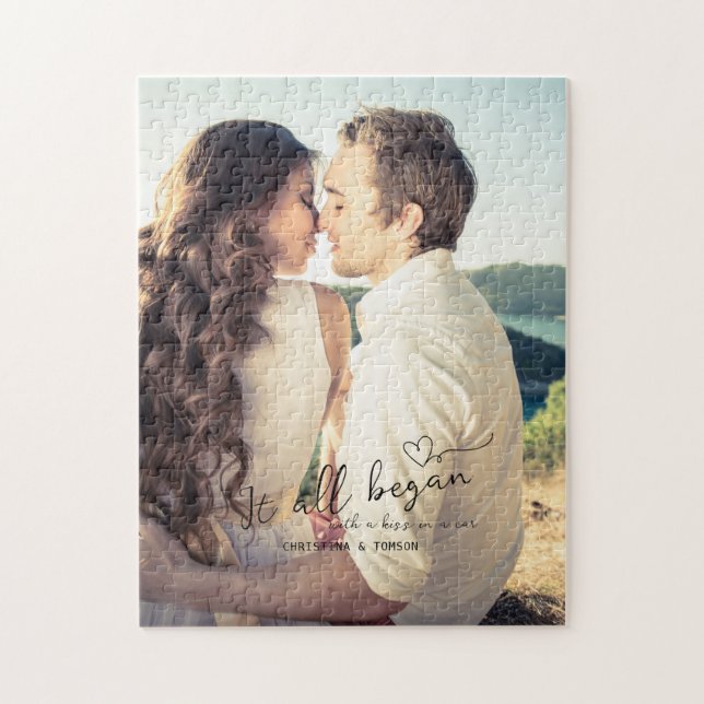 It All Began Elegant Script Couple Gift Photo   Jigsaw Puzzle (Vertical)