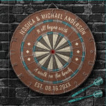 It All Began Established Date Vintage Rustic Brown Dartboard<br><div class="desc">Personalize this Dartboard with your names and established date,  and where you first met. Designed for you by Blackberry Boulevard.</div>