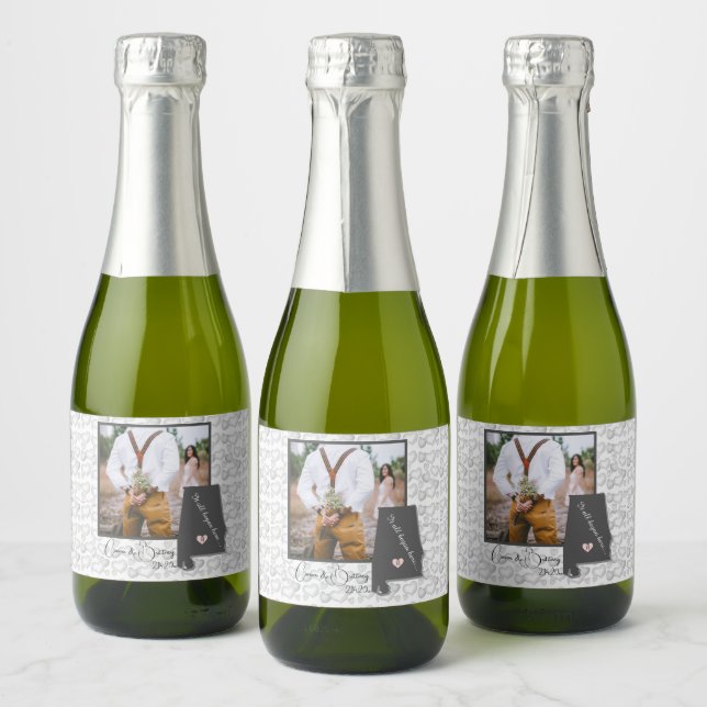 It all Began Here, Alabama Photo Personalise Sparkling Wine Label (Bottles)