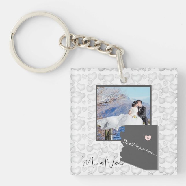 It all Began Here, Arizona, Photo Heart   Key Ring (Front)
