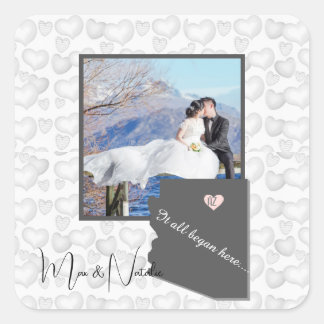 It all Began Here, Arizona, Photo Heart   Square Sticker