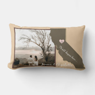 It all Began Here, California, Photo Heart   Lumbar Cushion