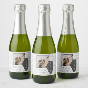 It all Began Here, Illinois, Photo Heart Sparkling Wine Label