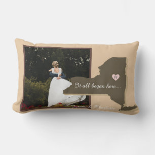 It all Began Here, New York, Photo Heart Couple,   Lumbar Cushion