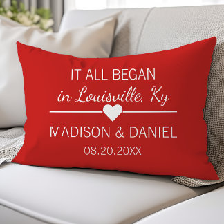 It All Began Romantic Personalised Couples Heart Lumbar Cushion