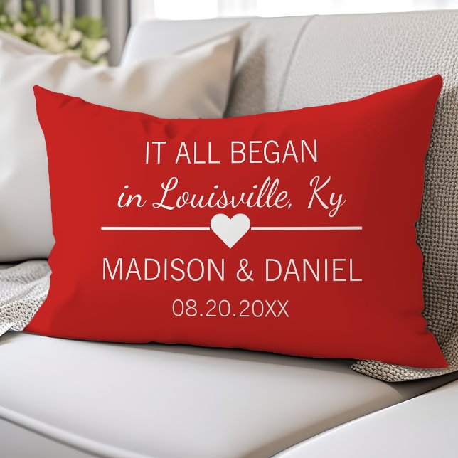 It All Began Romantic Personalised Couples Heart Lumbar Cushion (Creator Uploaded)