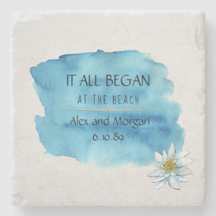 it all began watercolor splash and lily stone coaster