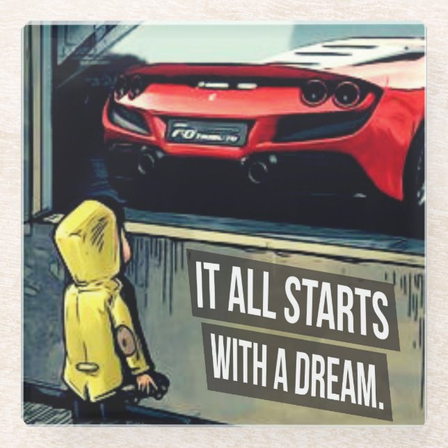 It All Starts With A Dream Motivational Quote Glass Coaster (Front)