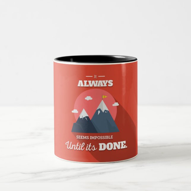 It always seems impossible until it's done Two-Tone coffee mug (Center)