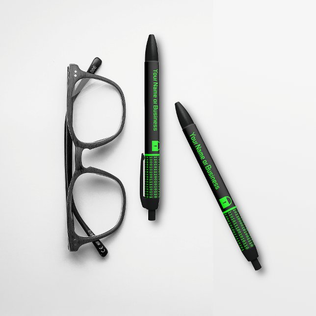 IT Business: Secure Data Digital Ones & Zeroes Black Ink Pen (Creator Uploaded)