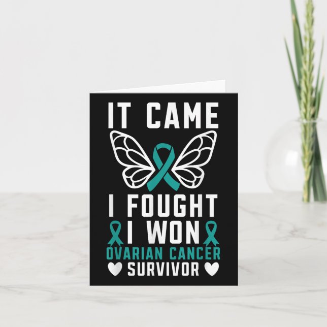It Came I Fought I Won Ovarian Cancer Survivor Fig Card (Front)