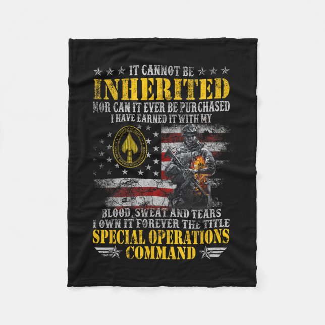 It Cannot Be Inherited Special Operations Command  Fleece Blanket (Front)