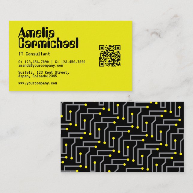 IT Computer QR Code Business Card (Front/Back)