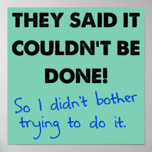 It Couldn't Be Done So I Didn't Funny Poster Sign