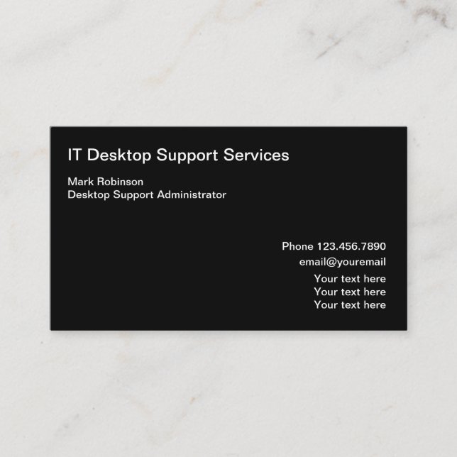 IT Desktop Support Specialist Business Card (Front)
