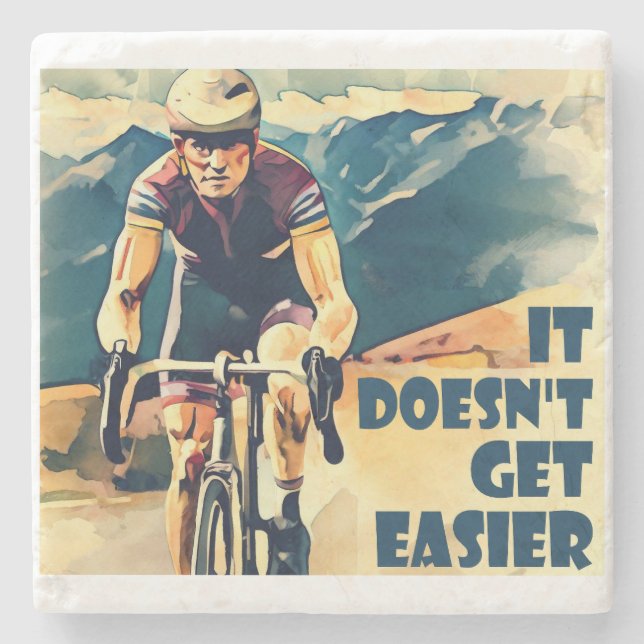 It Doesn't Get Easier Cycling Stone Coaster (Front)