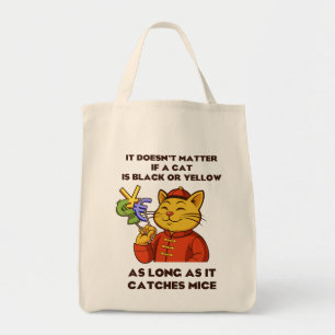 it doesn't matter if a cat is black or yellow, as tote bag