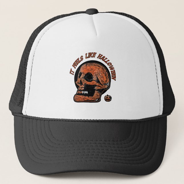 It Feels Like Halloween- Mini Pumpkin Trucker Hat (Front)