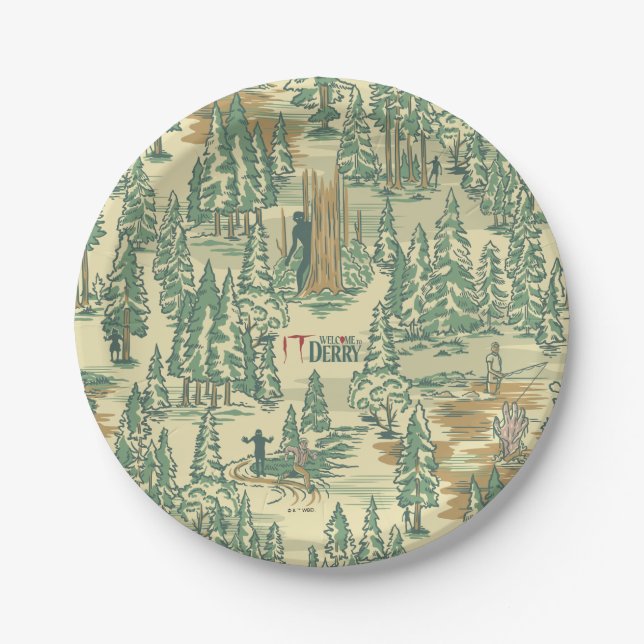 IT Forest Fishing Pattern Paper Plate (Front)