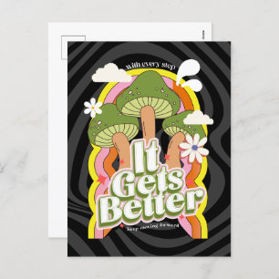 It Gets Better   Good Vibes &  Retro Groovy Feels Holiday Postcard