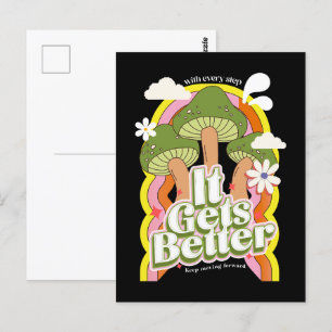 It Gets Better   Good Vibes &  Retro Groovy Feels Postcard